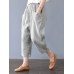 Harem Pants Solid Color Loose Cotton Casual Thin Capris