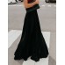 Pleated Solid Color Casual Maxi Skirt