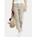 Solid Color Casual Drawstring Elastic Waist Soft Pant