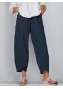 Solid Color Elastic Waist Casual Pants For Women