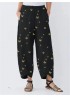 Butterflies Print Irregular Elastic Waist Pants For Women