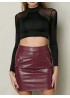 Mesh Patchwork Long Sleeve Stand Collar Women Crop Top