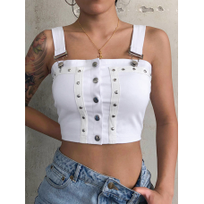 Strap Buckle Short Paragraph Navel Women's Crop Top