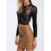 Sexy Long Sleeves Embroidered Lace Women Crop Top