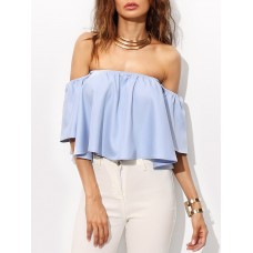 Solid Color Strapless Off-shoulder Crop Tops