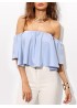 Solid Color Strapless Off-shoulder Crop Tops