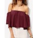 Solid Color Strapless Off-shoulder Crop Tops