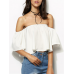 Solid Color Strapless Off-shoulder Crop Tops