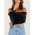 Sexy Off-the-shoulder Long Sleeve Crop Top