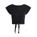 Casual Solid Color O-neck Short Sleeve Crop Tops For Women