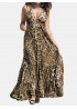 Leopard Print Halter Backless Sexy Maxi Dress For Women