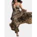 Leopard Print Halter Backless Sexy Maxi Dress For Women