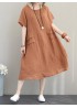 Crew Neck Short Sleeve Soild Color Casual Dress