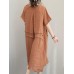 Crew Neck Short Sleeve Soild Color Casual Dress