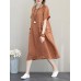 Crew Neck Short Sleeve Soild Color Casual Dress