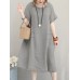 Crew Neck Short Sleeve Soild Color Casual Dress