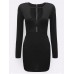 Sexy Hollow Long Sleeve V-neck Women Mini Dress