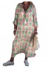 Pineapple Print Splited Long Sleeve Dress For Women