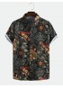 Mens Ethnic Style Flower Printed Casual Breathable Short Sleeve Shirts