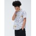 Men Fun Cartoon Animal Doodle Beach Short Sleeve Shirt