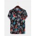 Mens Hawaiian Style Coco Leaf Flower Breathable Short Sleeve Shirts