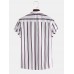 Mens Breathable Multi Color Stripe Chest Pocket Short Sleeve Shirts