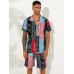 Mens Ethnic Style Printing Thin Patchwork Design Quick Dry Knee Length Casual Shorts