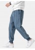 Men Retro Shadowless Wall Beam Feet Solid Nine Points Jeans