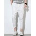 Mens Cotton Linen Solid Color Slim Fit Casual Pants