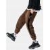 Mens Chinese Style Corduroy Solid Color Multi Pockets Ankle Banded Pants