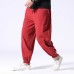 Mens Casual Solid Loose Elastic Waist Harlan Pants Retro Cotton Pants