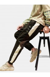 Mens Plain Corduroy Contrast Color Graphic Printed Harem Pants