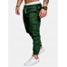 Mens Solid Elastic Waist Casual Multi-pocket Cargo Pants