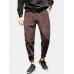 Mens Plain Corduroy Embroidery Button Zipper Straight Pants