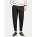 Mens Plain Corduroy Embroidery Button Zipper Straight Pants