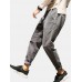 Mens Plain Corduroy Embroidery Button Zipper Straight Pants