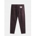 Mens Plain Corduroy Embroidery Button Zipper Straight Pants