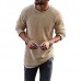 Mens Knit Sweater Solid Color Long-Sleeved O-Neck Regular Fit Casual T-shirt