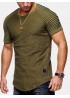 Mens Summer Breathable Solid Color Irregular Hem O-neck Short Sleeve Slim Casual T Shirt