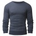 Mens Knit Solid Color Long Sleeve Round Neck Tops Pullover Casual Tee T-shirt