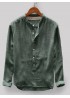 Mens Cotton Vintage Solid Casual Long Sleeve Henley Shirt