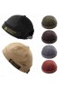 Men Women Couples Adjustable Solid Corduroy Velvet Brimless Hats Retro Crimping Bucket Cap