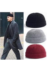 Unisex Solid Color Knitted Wool Hat Skull Cap Beanie