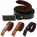 Mens Genuine Leather Vintage Metal Automatic Buckle Waist Band Strap Belt