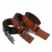 Mens Genuine Leather Vintage Metal Automatic Buckle Waist Band Strap Belt