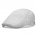 Men Summer Mesh Beret Cap Breathable Visor Flat Hat Adjustable Solid Color Newboy Hat