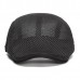 Men Summer Mesh Beret Cap Breathable Visor Flat Hat Adjustable Solid Color Newboy Hat